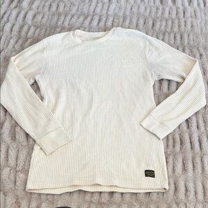 Men’s RVCA Cream Off white Thermal Waffle Knit Long Sleeve Size Large